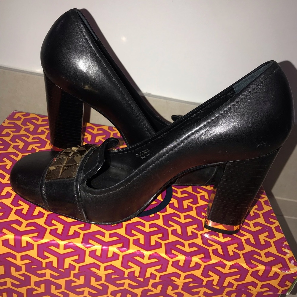 TORY BURCH black studded heels